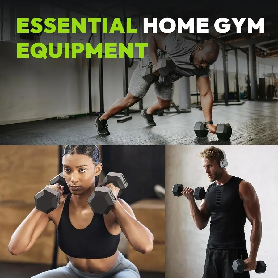 مجموعة الدمبل السداسية 2.5400 رطل المطاط المغلفة ممارسة اللياقة البدنية الدمبل الأوزان مجموعة من 2 وزن اليد لتدريب القوة