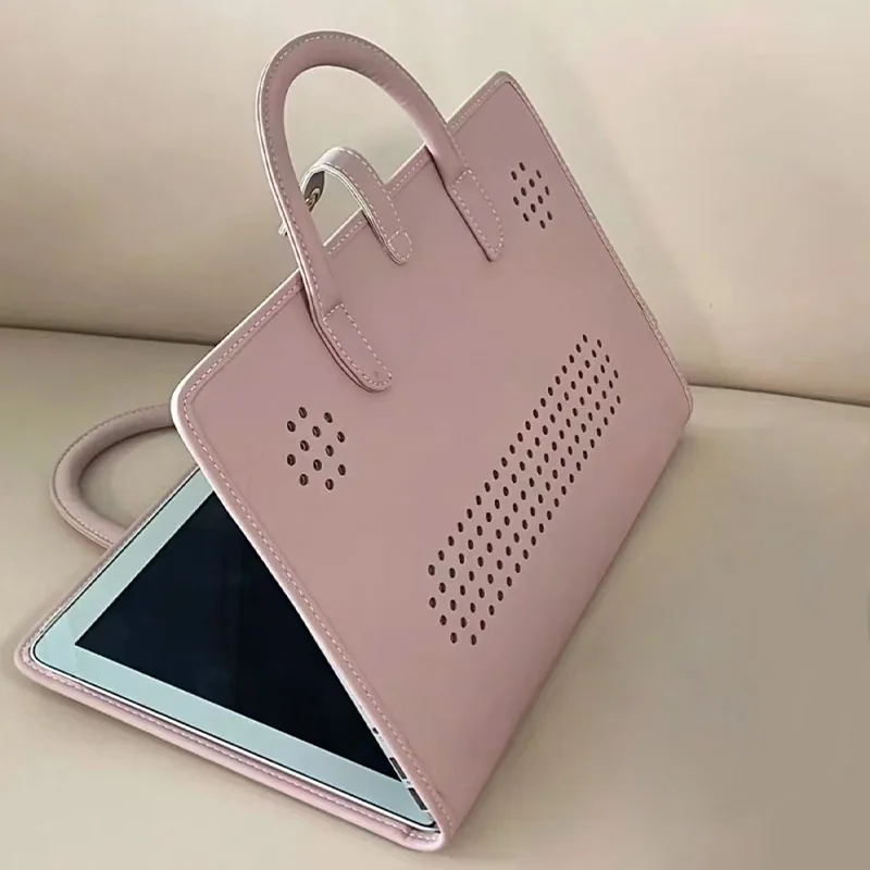 

Fashion new 13/14/15.6/16-inch pu pink laptop bag outdoor portable with handle protection computer cover tablet protective case