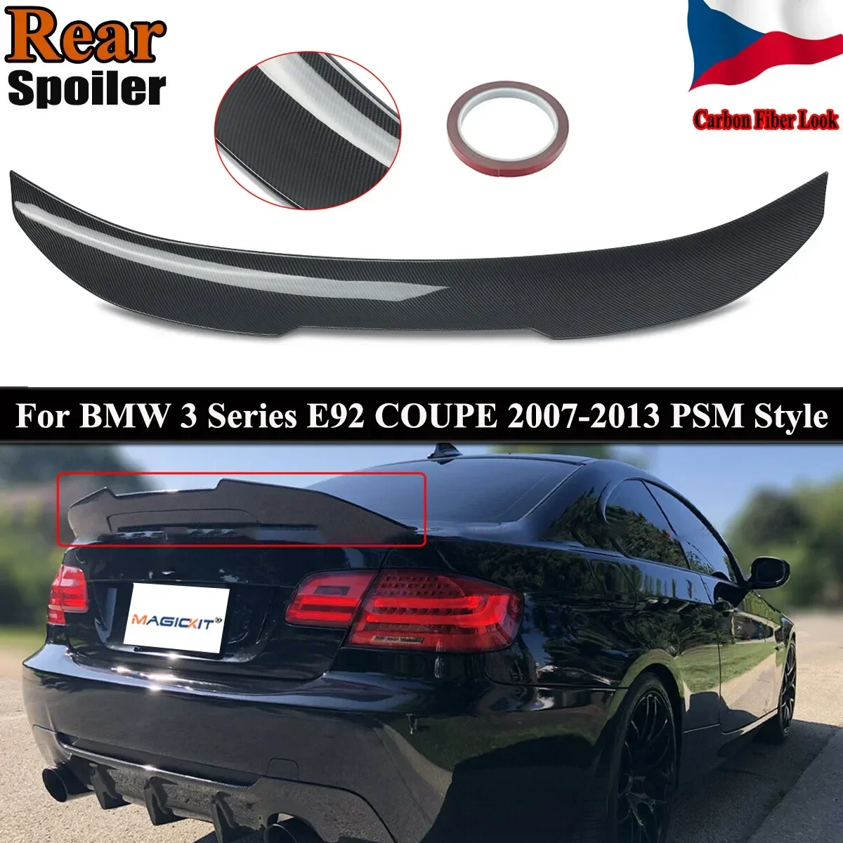 

MagicKit FOR BMW 3 SERIES E92 COUPE 2DR PSM STYLE REAR BOOT TRUNK LIP SPOILER CARBON LOOK