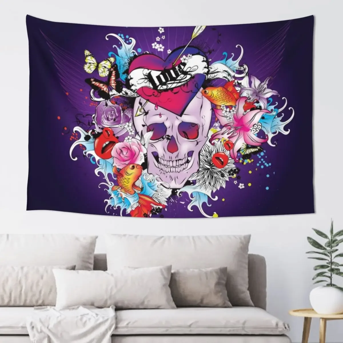 

Skulls Tapestry Wall Hangings Decoration Mushroom Wallpaper Bedroom Tapestry