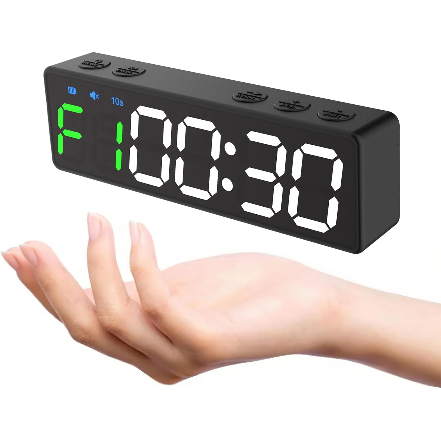 Magnetic Digital Interval Timer Clock: 12/24H Countdown Stopwatch for Home Gym Boxing Workout, Battery-Powered Portable
