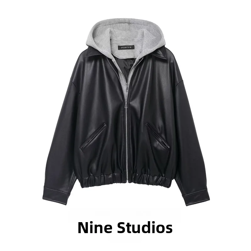 

Женская толстовка NINE ZAR из искусственной кожи с эффектом замши, с капюшоном, с дизайном в стиле пэчворк, длинный рукав, из синтетической ткани, на молнии, стандартная длина