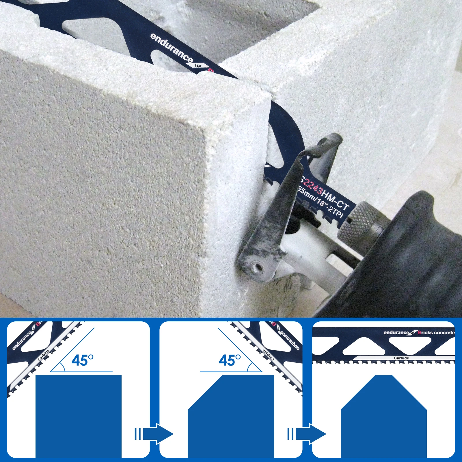 Reciprocating Saw Blade 12/18in Universal Cutting Recip Sabre Saw Blade Alloy Steel Brick Concrete Stone Demolition Cutting Tool
