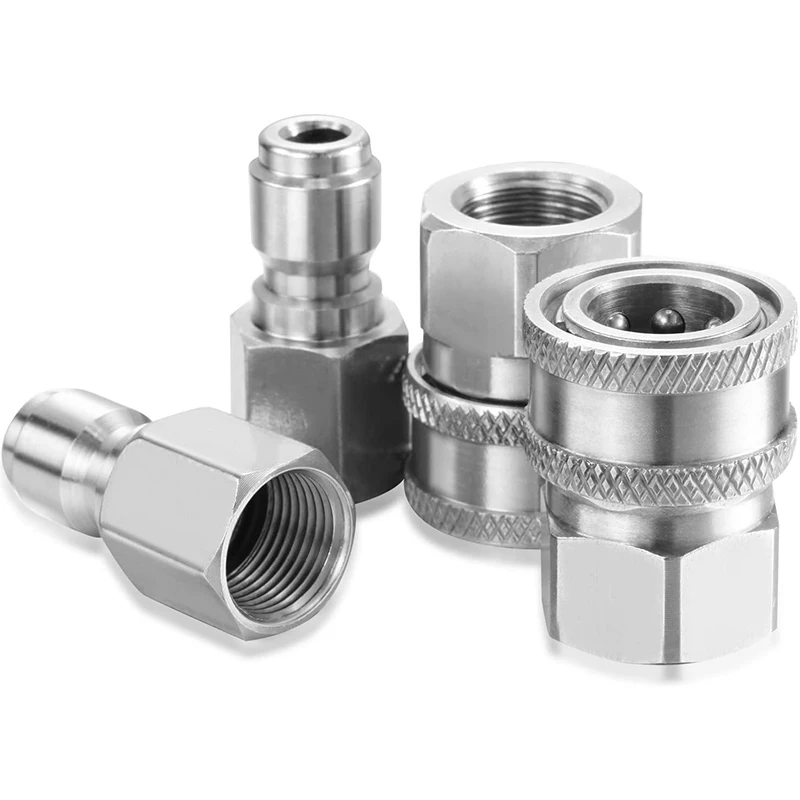 3/8 Inch 304 Stainless Steel Male and Female Quick Connector Kit Pressure Washer Adapter Set Quick Connector Plug image 4
