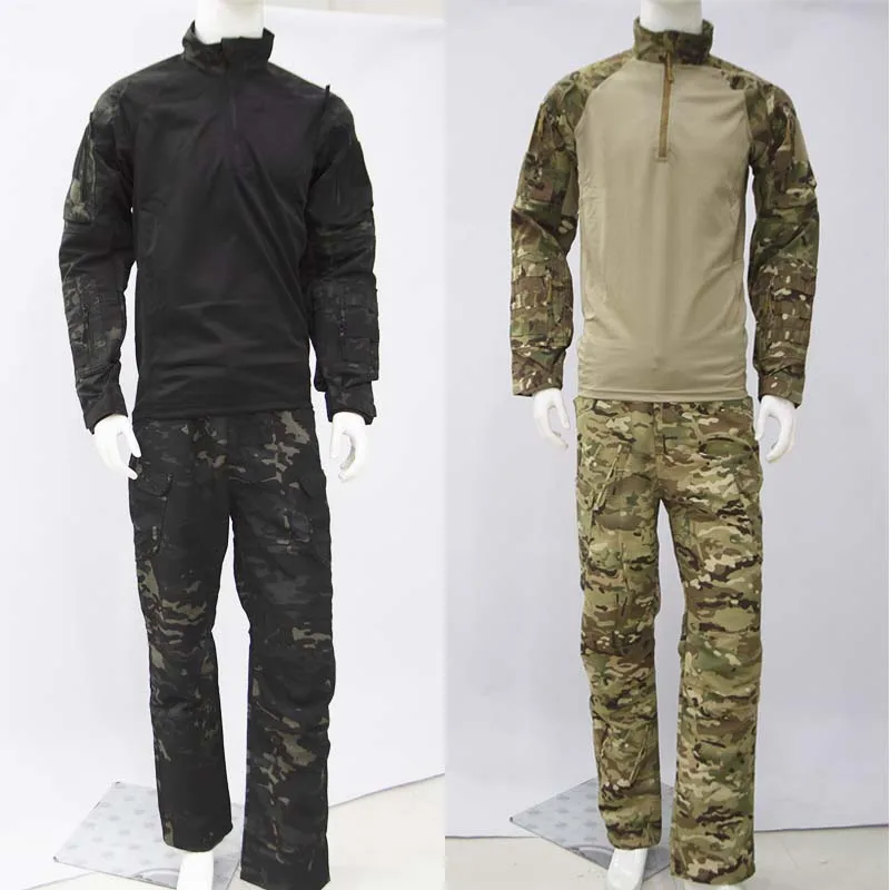 

Men's Multicam Camo Tactical Workwear Uniform 2-Piece Half Zip Shirt & Multi-Pocket Cargo Pants