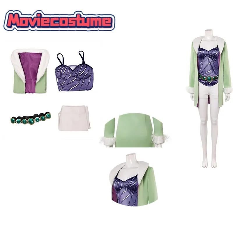 Disfraz de Miss Wednesday, disfraz de Nefertari Fantasia Vivi, conjunto de top, pantalones cortos y abrigo para mujer, traje para fiesta de Halloween y carnaval