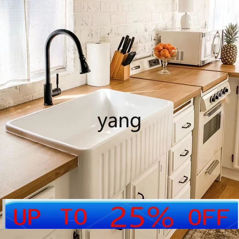 

LH front ceramic vegetable basin semi-embedded kitchen super deep large sink sink