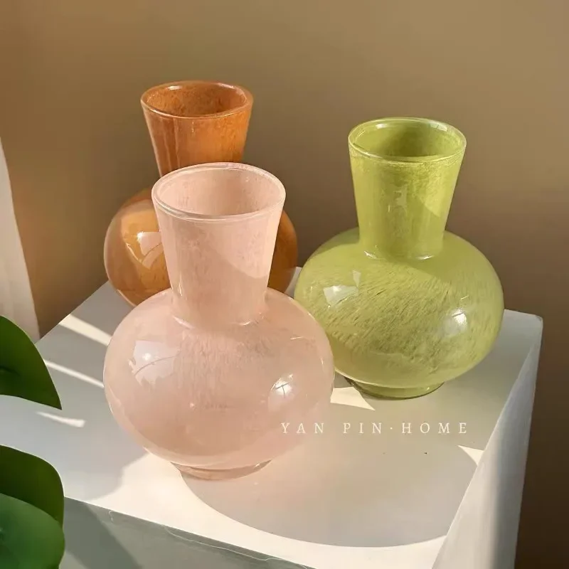 Dopamine Color Texture French Retro Premium Handmade Glaze, Hydroponic Bottle Glass
