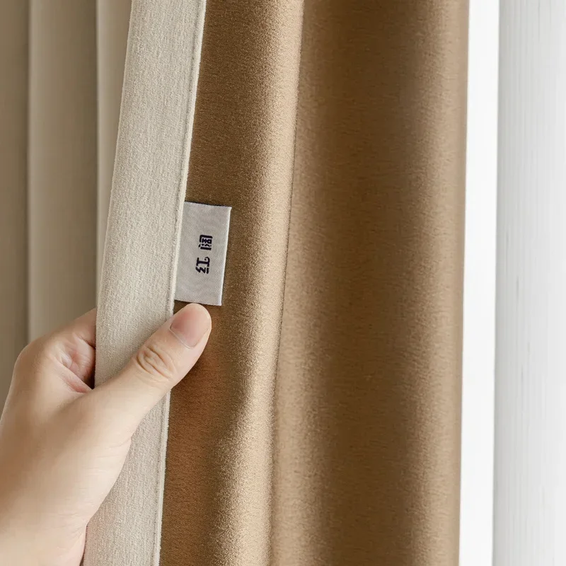 N3095 chenille thickened high blackout curtains light French cream style finished product