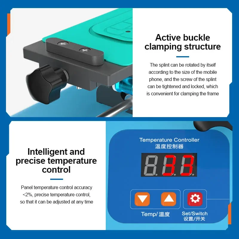 【Fast¦ S-918L Plus Multifunctionele Schermframescheider 360 ° Roterende Vacuümverwarmingstabel 7 In 1 Randafscheider