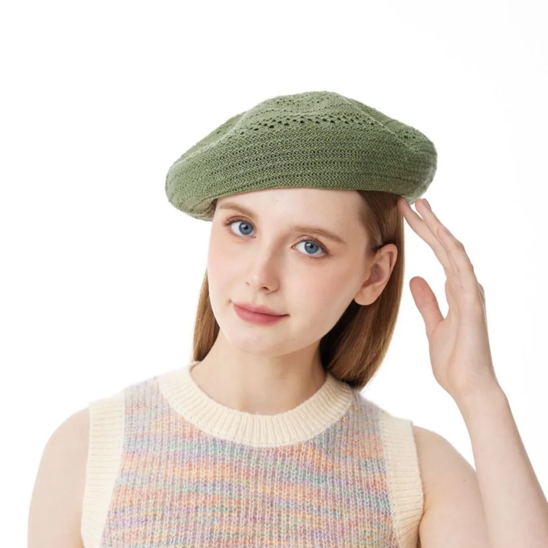 

Women's All-Season Versatile Beret - Casual Simple Knit Hat (56-59cm) with Hollow Out Design