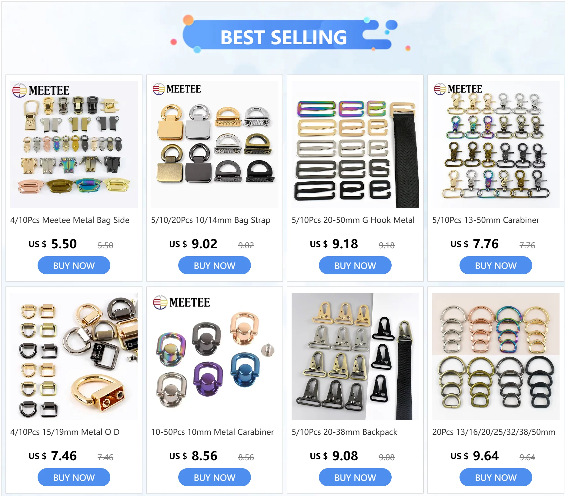 10-50Pcs 10mm Metall Karabiner Tasche Niet Schnalle Kette O D Ring Haken Strap Seite Clip Schraube nagel Ringe Stecker Verschluss Zubehör – Detail 1