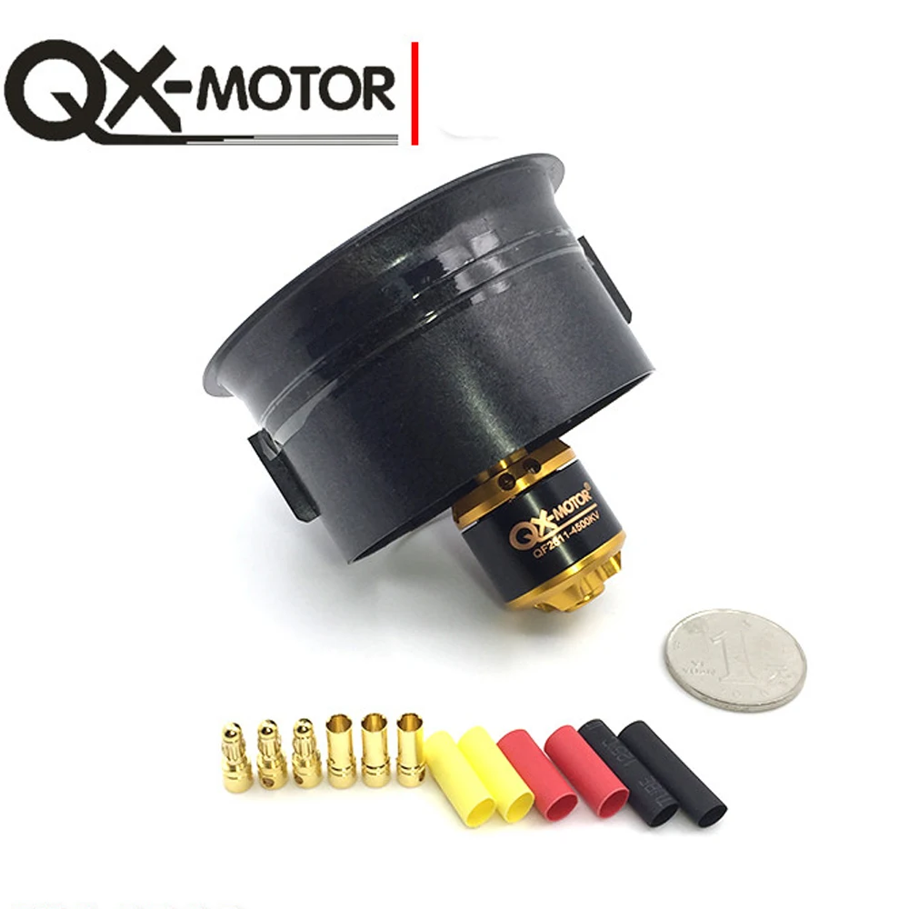 QX-MOTOR 64mm EDF 4500KV brushless motor QF2611 with 5 blades ducted fan for FMS / FREEWING Rc Jet Airplane