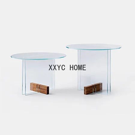 Nordic Modern Tempered Glass Side Table Creative Balcony Small Coffee Simple Sofa and Bedside Corner