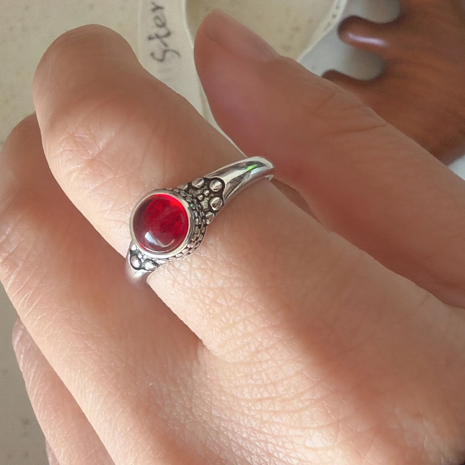 Couple's Minimalist Blue Stone 925 Sterling Silver Ring