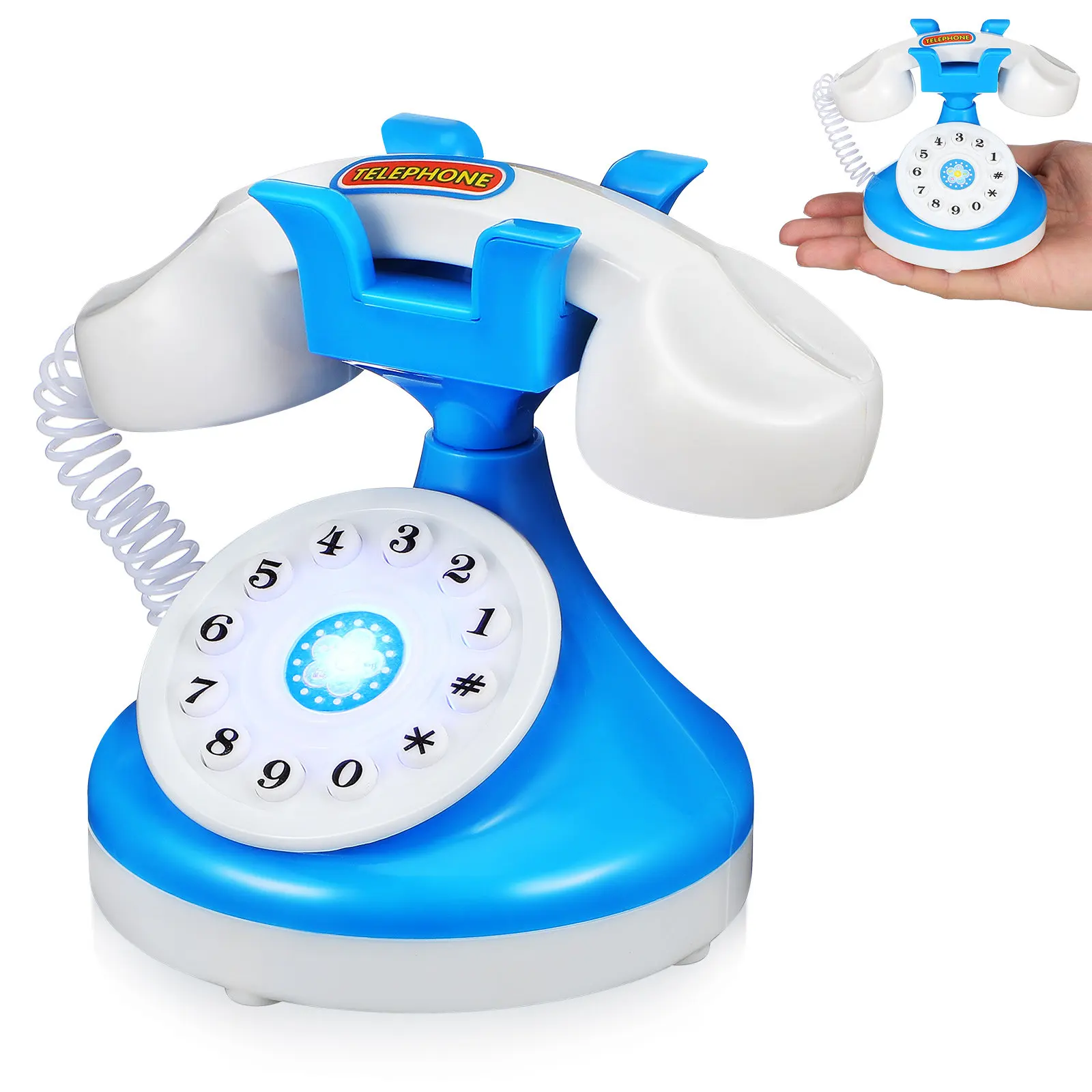 Plastic Miniature Telephone Chatter Rotary Phone Prop for Kids Pretend Play Educational Landline Phone Accessory Birthday Favor