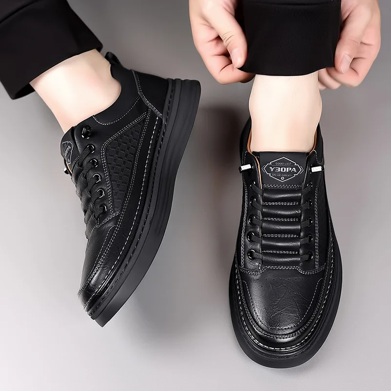 British Leather Board Shoes for Men Spring Autumn Soft-soled Men\'s Casual Sneakers Shoes New Designer Zapatos De Hombre