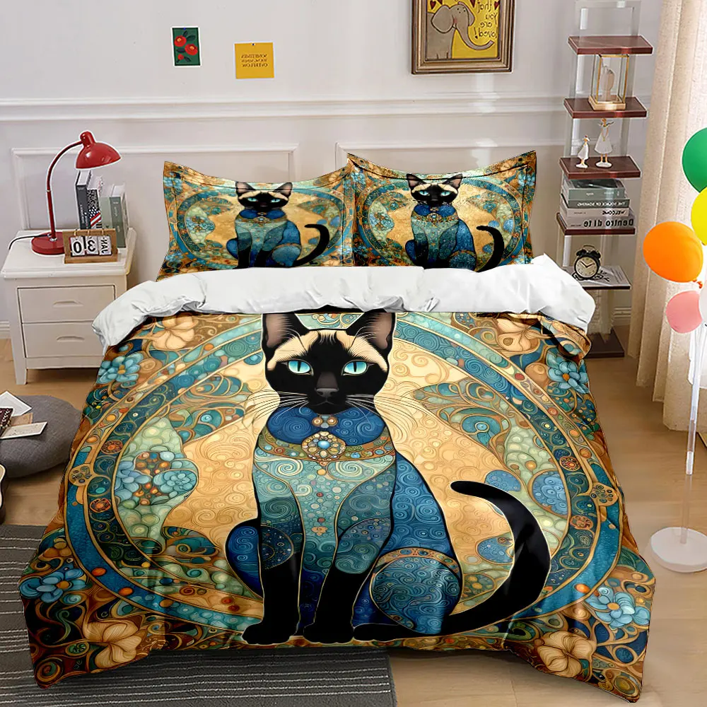 Artistic Cat Decor Set - Home Accent Exquisite three-piece bedding set gift for kids and adults