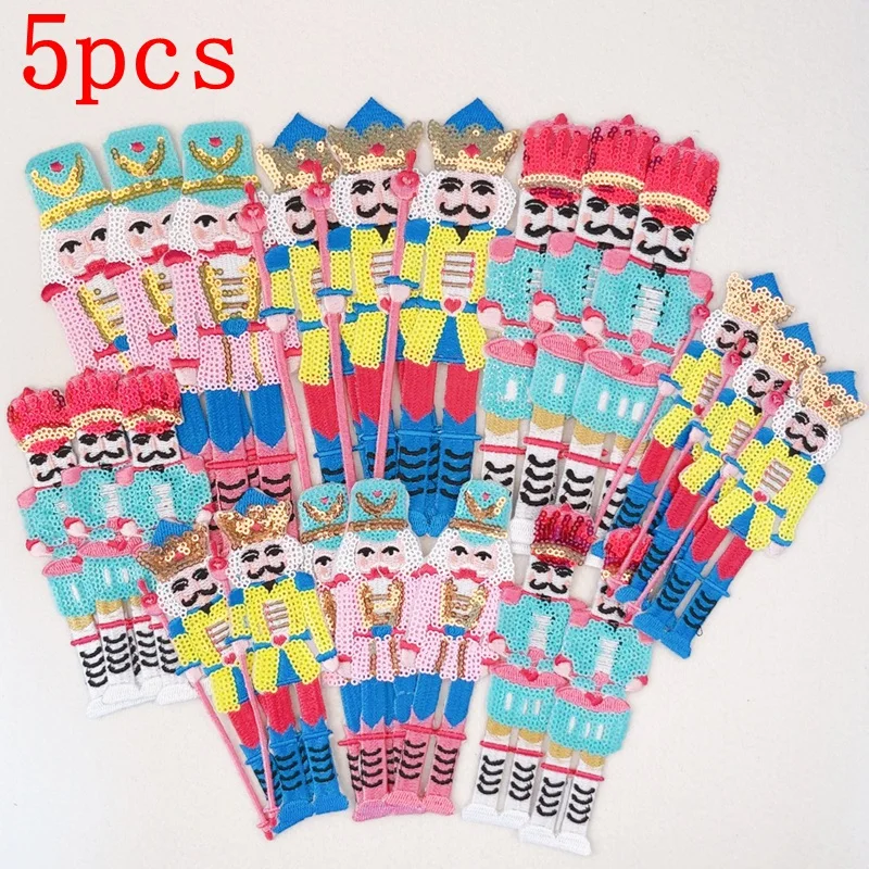 

5 шт./лот, нашивки «Щелкунчик» с блестками для одежды, милые нашивки с рисунком аниме на одежде, куртка, сделай сам, железные нашивки, наклейки, значки