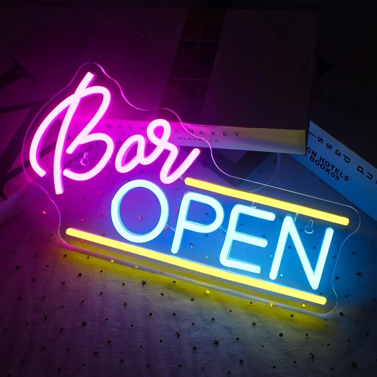 Bar open neon sign, LED Neon Light Sign, Suitable For Party Wall Decoration, USB Poweredo Suitable For bar Decoration, Gfts