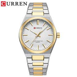 CURREN 8439 Couple Quartz Watch Silvery Gold Leisure Simple Business Stainless Steel Strap Wristwatch for Men