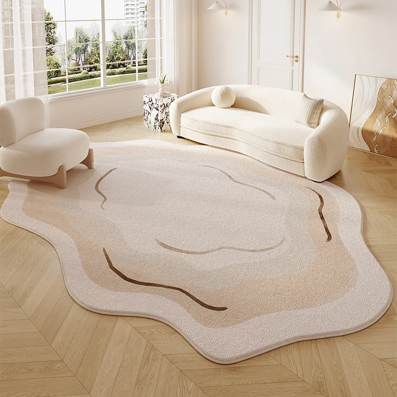 Cream Style Bedroom Decor Rug Irregular Shape Carpets for Living Room Thicken Anti-slip Lounge Floor Mat Home Fluffy Soft Carpet