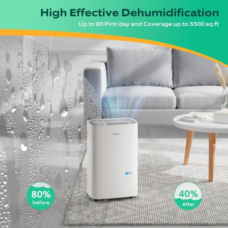 4500 Sq.Ft Dehumidifier for Basement and Home, Large Room Dehumidifiers with Drain Hose & Water Tank