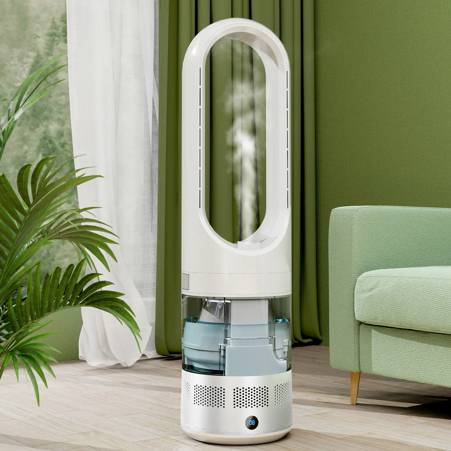 Large Capacity Smart Humidifier Fan Mist 1.75L Floor Standing Air Aromatherapy Humidifiers for Bedroom