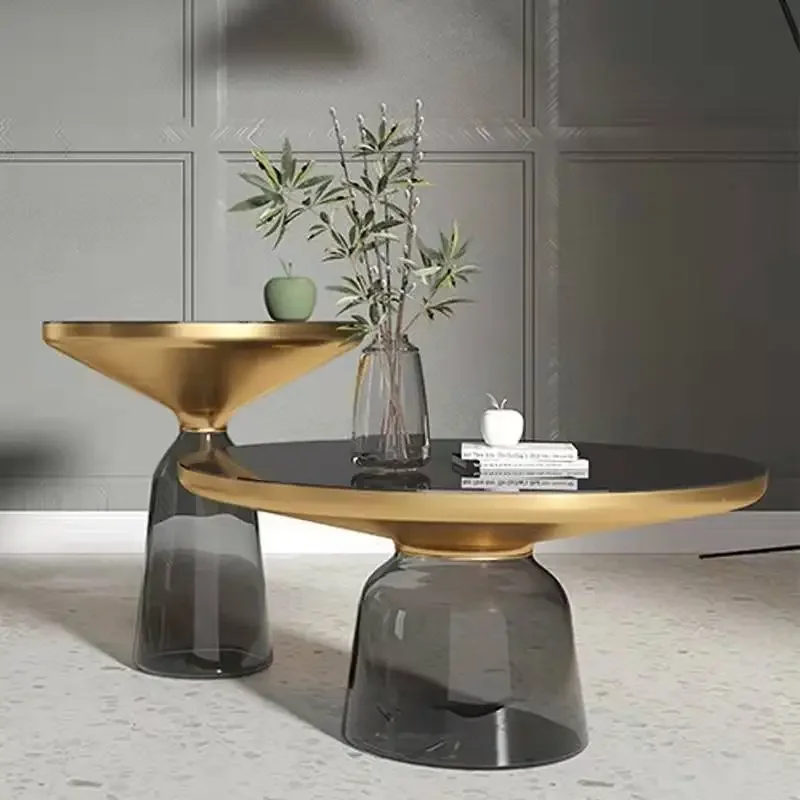 

Transparent Table Glass Tea Table Nordic Coffee Tables Round Side Table Living Room Modern Creative Furniture End Tables Decor