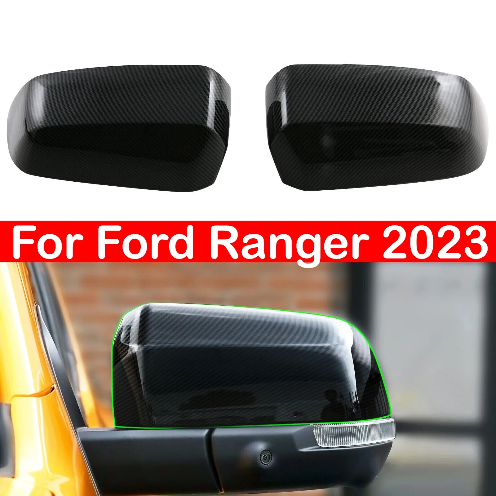 

For Ford Ranger 2023 Car Rearview Side Mirror Cover Wing Cap Sticker Exterior Door Rear View Case Trim Housing Shell Carbon Auto