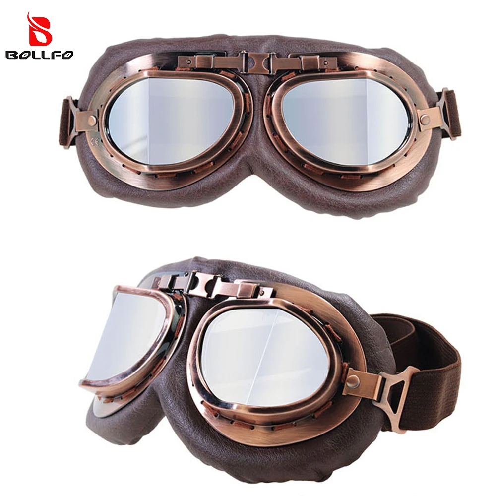 

Retro Motocross Motorcycle Goggles Glasses ATV Copper Glasses Eyewear Vintage Helmet Moto Pilot Classic Fog-proof Goggles