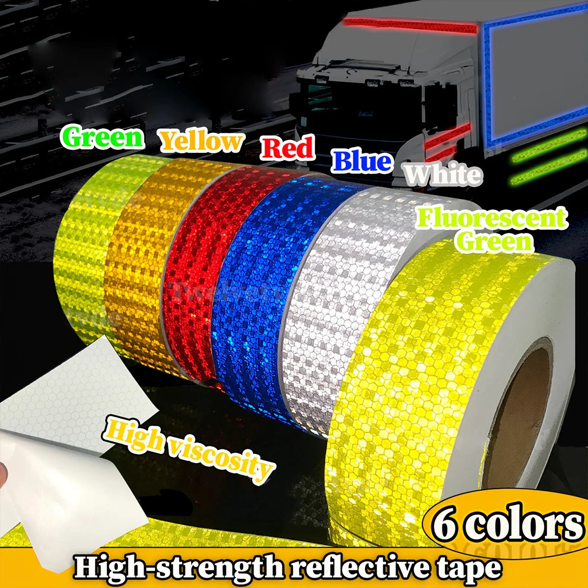 5cm*3M Reflective Warning Tapes Waterproof Outdoor Car Stickers Safety Strip White Red Fluorescent Yellow Reflectors for Bicycle