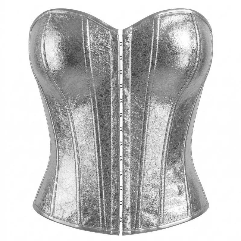 Corsets en argent pour femmes, corset gothique steampunk, bustier avec taille plus, style vintage, corset top, lingerie burlesque ﻿
