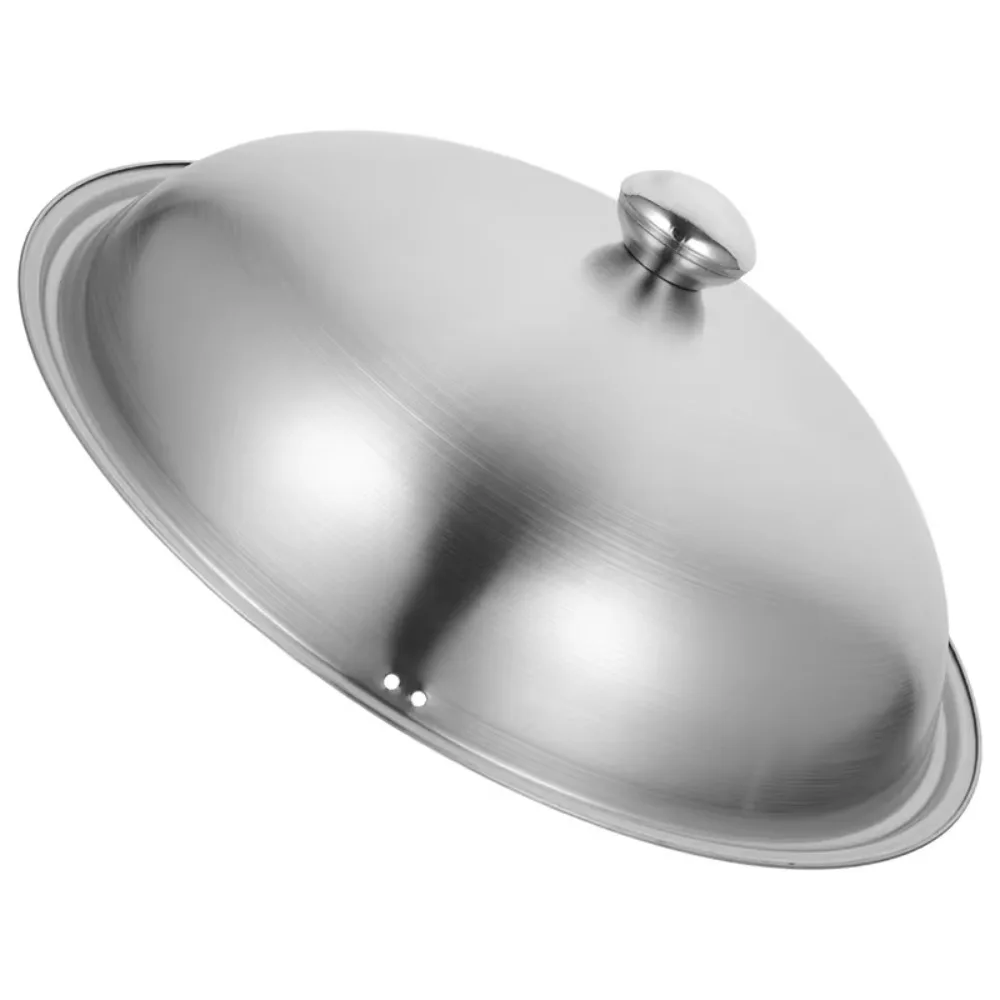 

28/30/32cm Stainless Steel Pot Lid Black Plastic Knob Anti-scalding Wok Cover Universal Heat Resistant Frying Pan Lid Dish