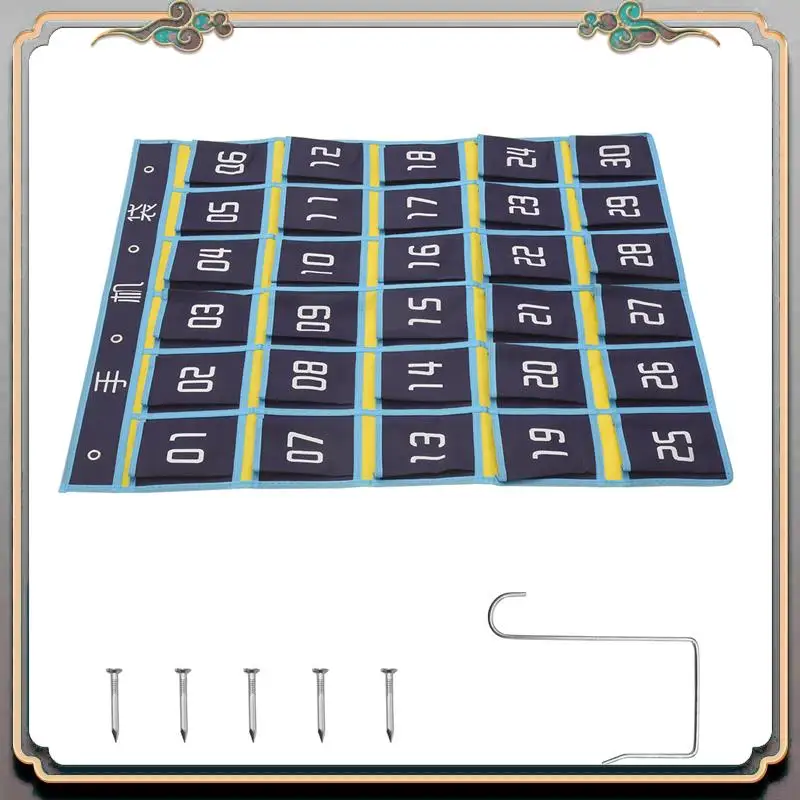 Durable Numbered Pocket Chart Classroom Organizer For Cell Phones Calculator Holders (30 Pockets, Blue Pockets)
