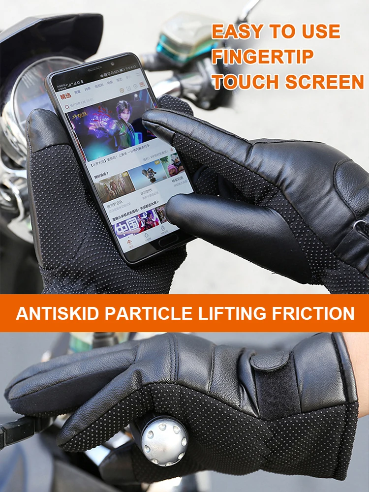 USB Heated Gloves Waterproof Winter Electric Warming Gloves PU Hand Warmers Soft Winter Outdoor Warm Gloves for Off Road Skiing