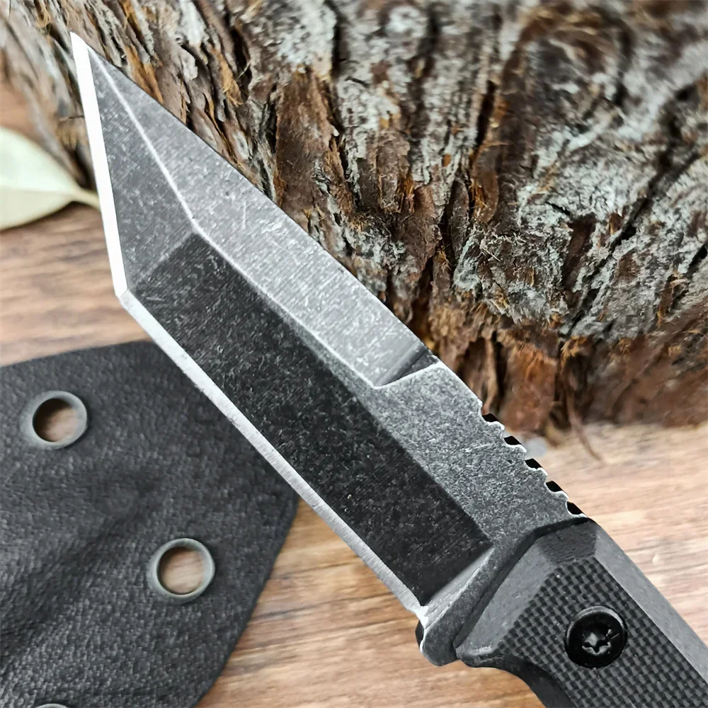 DAR03 Keychain Small Straight Knife Stone Washed 8Cr13mov Fixed Blade G10 Handle EDC Camping Outdoor Tactical Mini Neck Knife