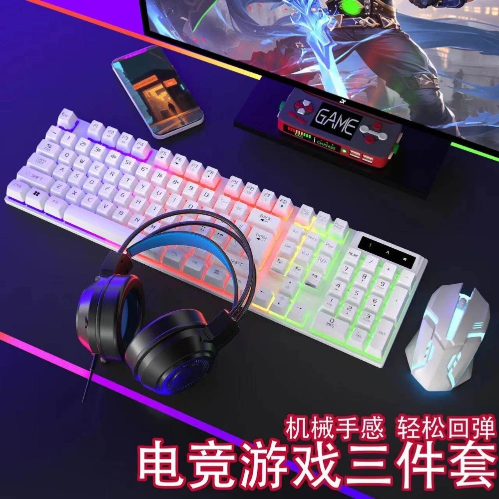 Color Backlit Mechanical Feel Wired USB Gaming Keyboard Mouse Combo For Laptop Computer（002）