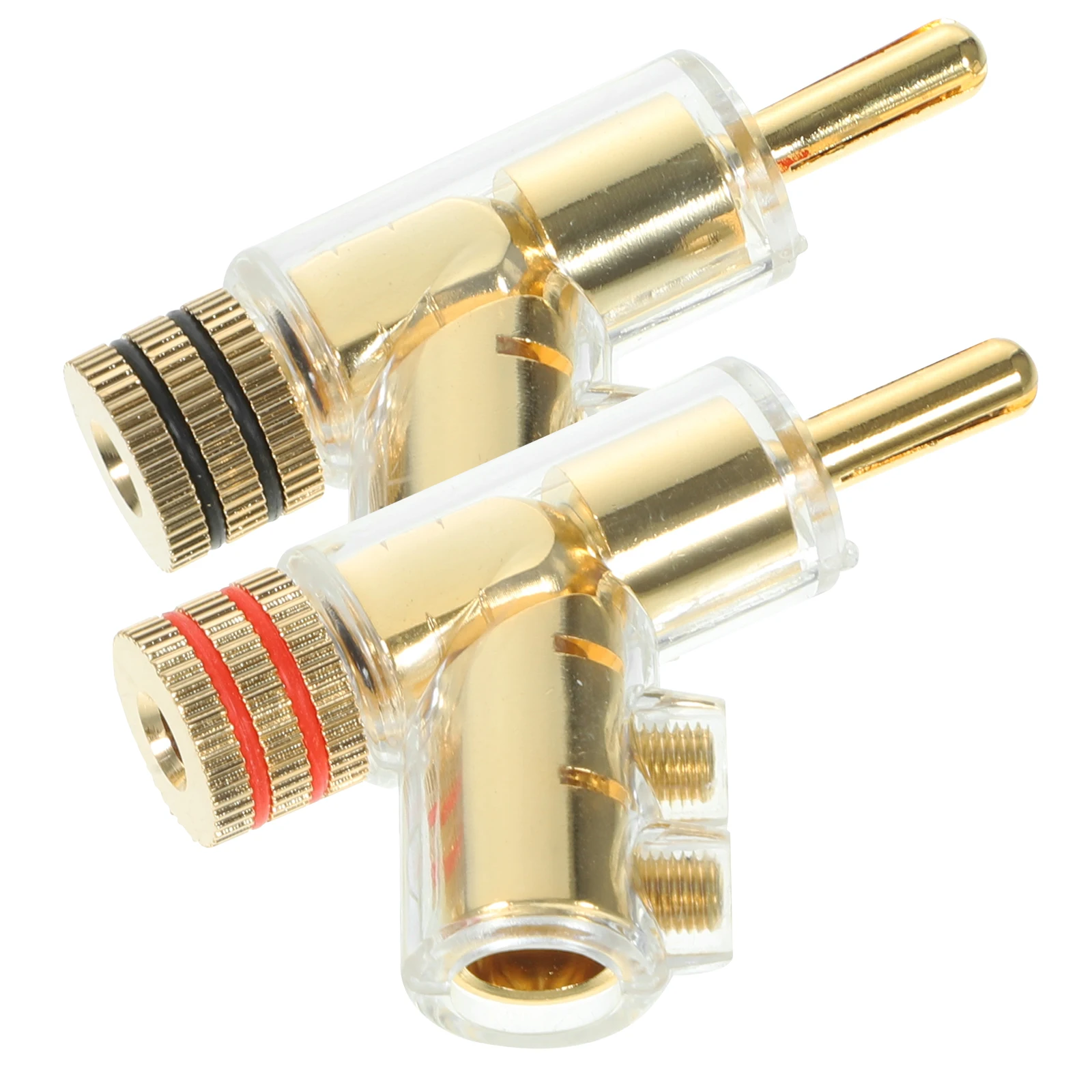

2pcs Solderless Gold Plated 45 Degree Angled Banana Plug For Speaker Terminal Locking Connector Audio Receiver Loudspeaker