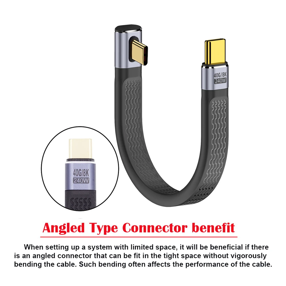 

Chenyang Type-C USB-C 240W Male to Male USB4 8K 40Gbps 100W Flat Slim FPC Data Cable for Laptop Phone 13cm