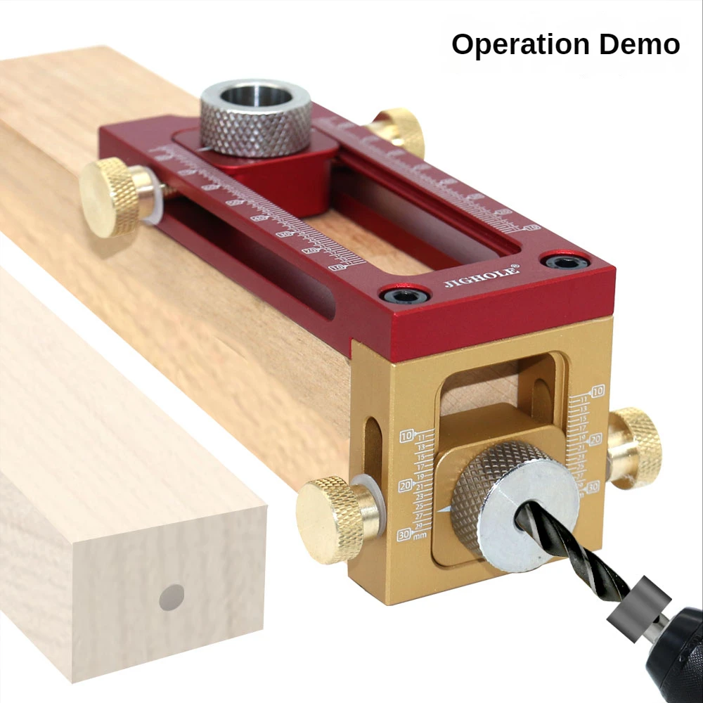 2 In 1 Drill Guide Doweling Jig Bett Schrank Schraube Punch Locator Holzbearbeitung Loch Bohrer Set 5-Loch 6/8/10/12/15mm Pin Leuchte – Detail 5