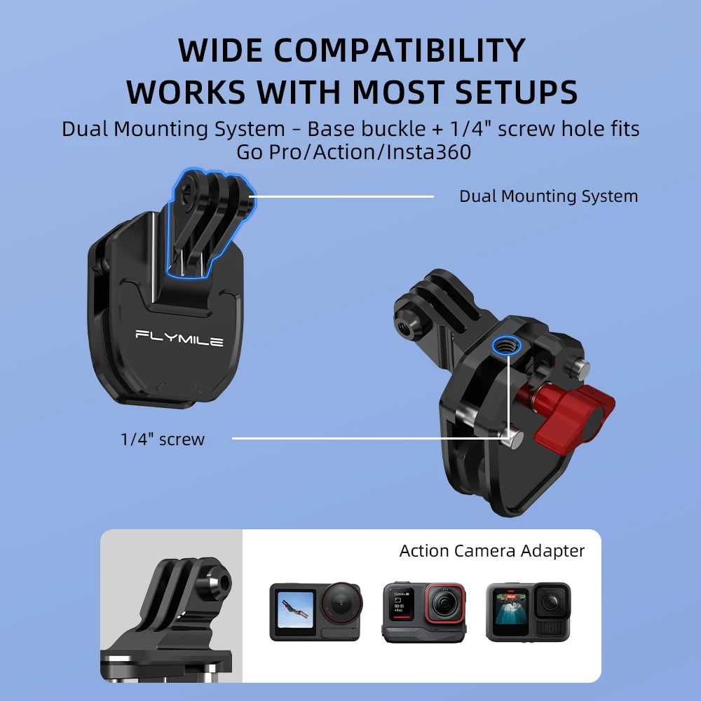 Flymile Kamera Motorrad Windschutzscheiben-Klemmhalterung für DJI OSMO 360 II/Action 6/Action 5/Insta360 X6/Ace Pro Zubehör – Detail 7