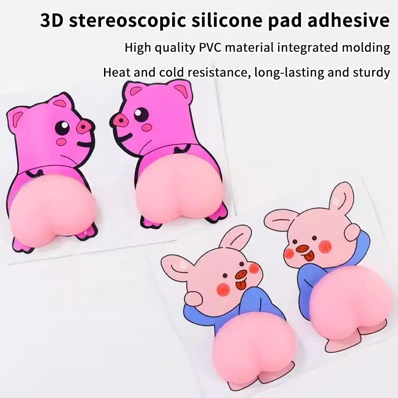 1/5 Pairs 3D Solid Silica Gel Phone Decoration Wall Stickers Refrigerator Anti-Collision Decals Creative Cartoon Car Sticker