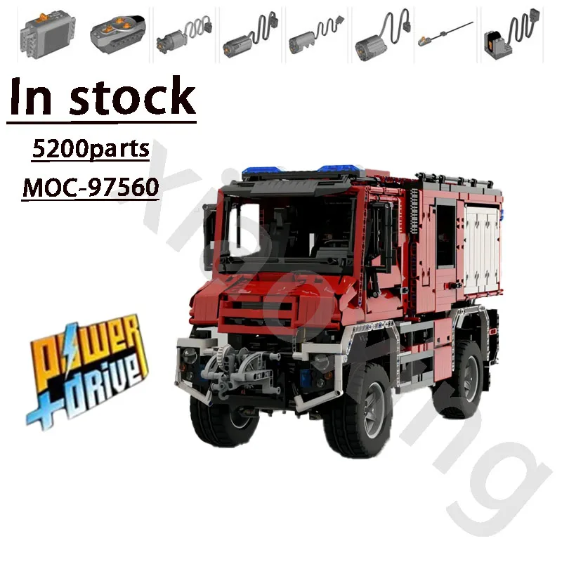 

MOC-97560 New City Sprinkler 218 Fire Truck Building Block Model 5200 Parts Little Kids Dream Fire Hero Fire Truck Kids Toy Gift