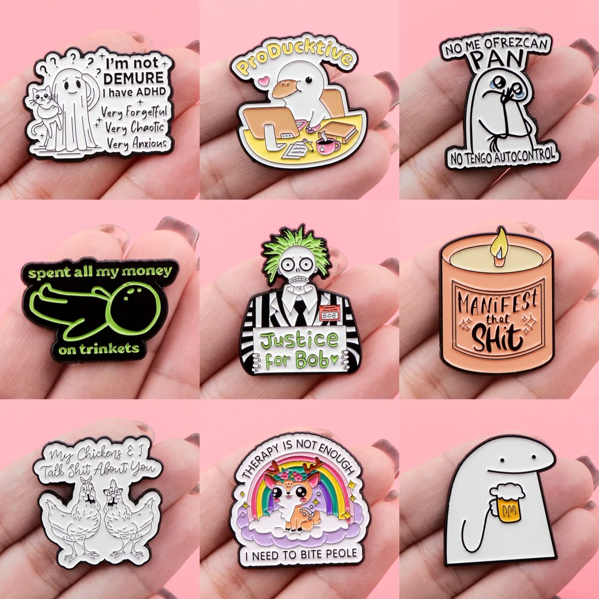 

Funny Spanish Quotes Enamel Pins Cartoon Animals Brooches Badge Lapel Pin Clothes Accessories Humorous Jewelry Birthday Gifts