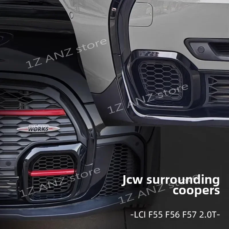 New ABS Material Decorations Racing Style Bumper Duct Fins Side Mesh Fish Scale Net for BMW Mini Cooper 2LCI JCW F55 F56 F57 - view 3