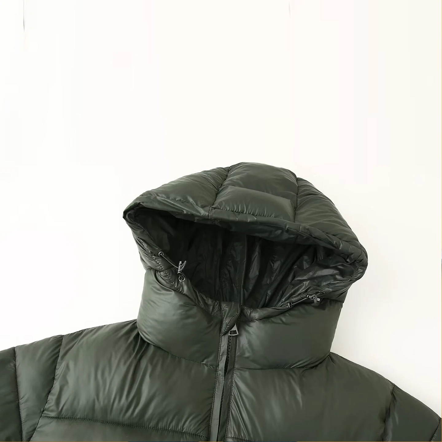 Ele Autumn 2025 Women's Faion down Cotton Jaet Commute Two-color Straight-cut Long-sve Zipper Closure Hooded Coat