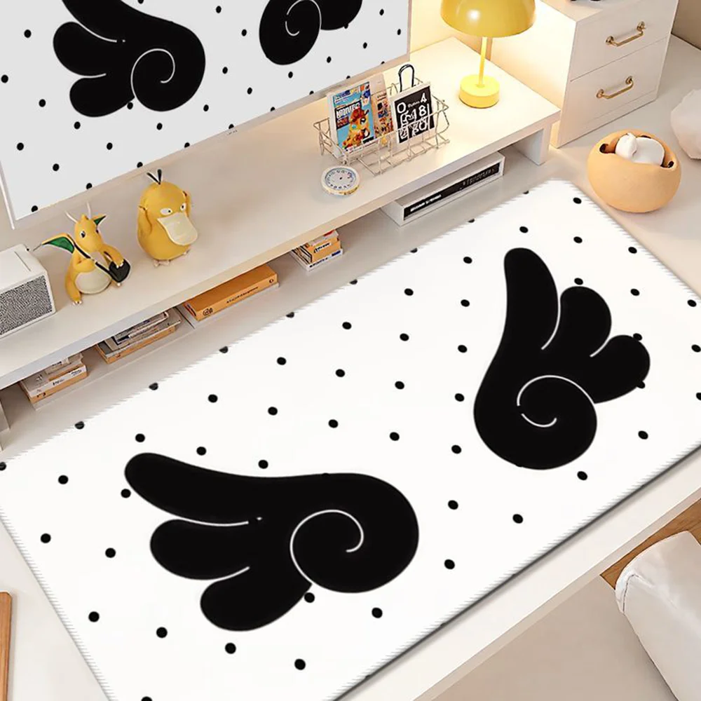 Angel Wing Polka Dots Premium Rubber Mouse Pad Gaming Large Small Laptop Deskmat Keyboard Mat Stitched Edge Non-Slip Desk Pad
