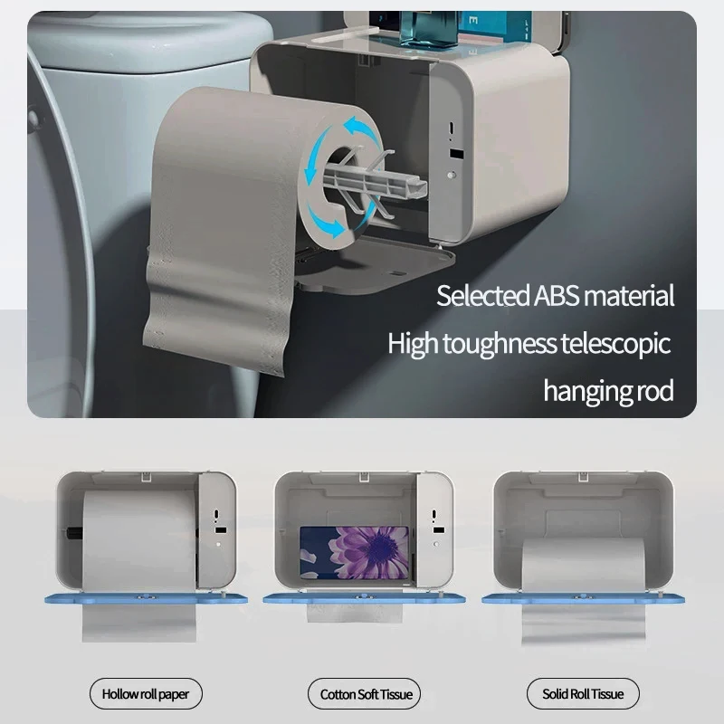 Imagem -03 - Sensor Automático Indução Toilet Paper Holder Caixa de Tecido Inteligente Cremalheira Fixada na Parede Acessórios do Banheiro