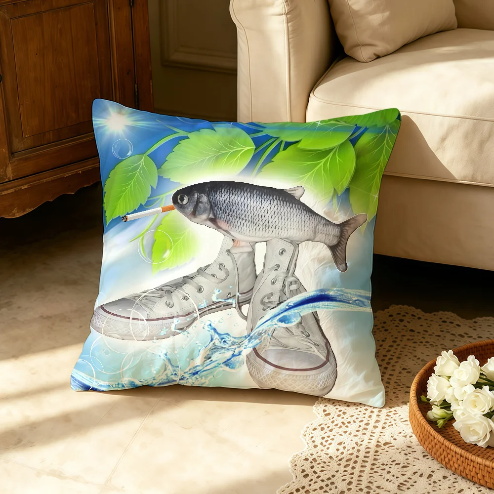 Tropical Preppy Frutiger Aero cushion cover Double Sided Printed Cushion Cover Minimalist Soft Skin Friendly Pillowcase
